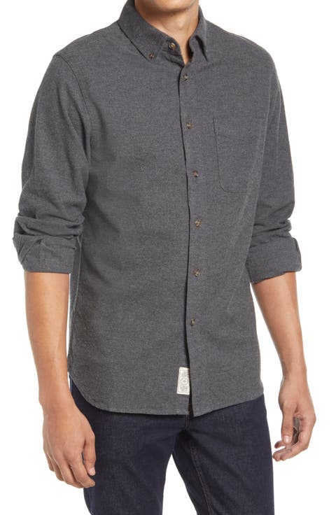 Heather Flannel Long Sleeve Button-Up Shirt