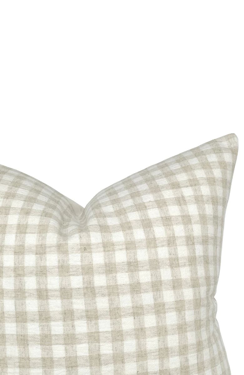 Linen & James Roe Ivory Tan Gingham Pillow Cover, Alternate, color, Cream