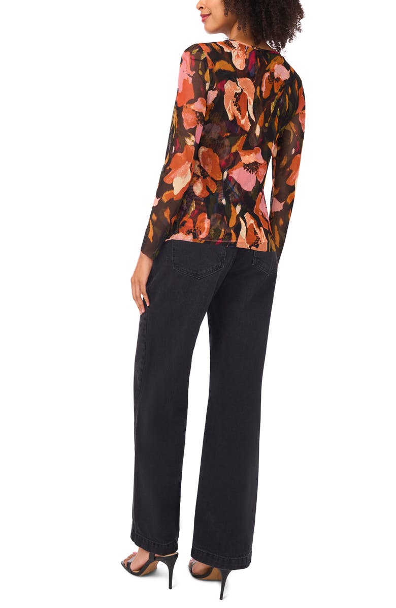 Floral Long Sleeve Mesh Top