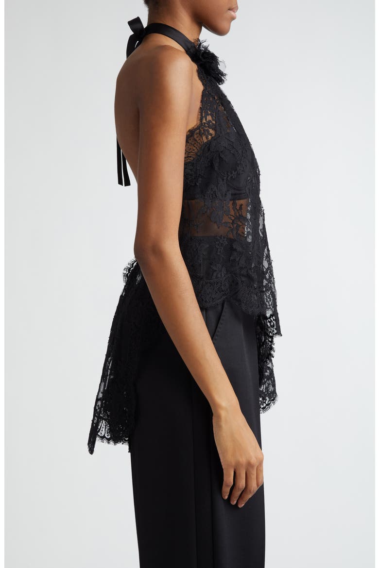 Floral Lace Halter Top, Alternate, color, N0000 NERO