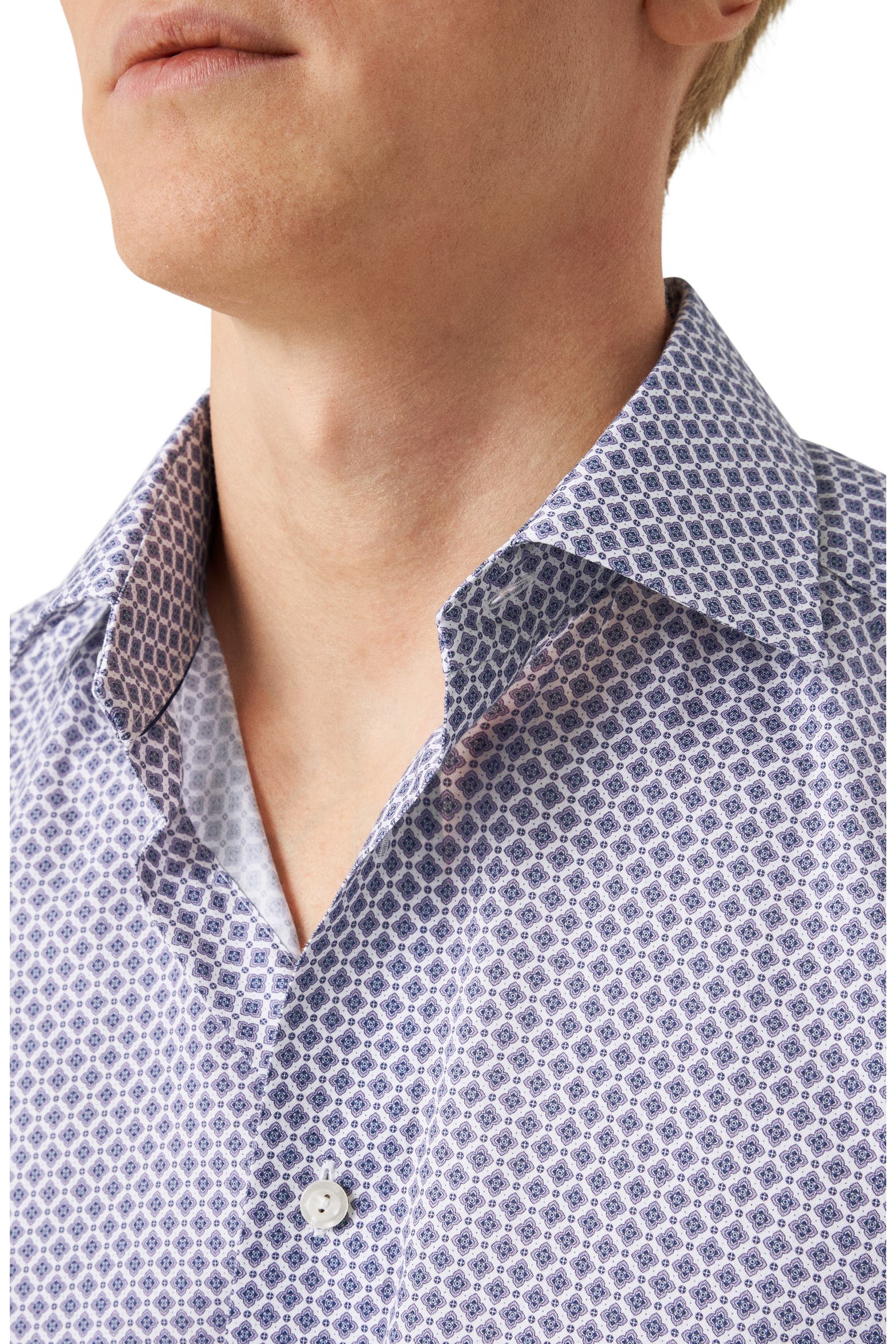 Slime Line Texture Eton Slim Fit Cotton & Lyocell Dress Shirt (Men) | Nordstromrack