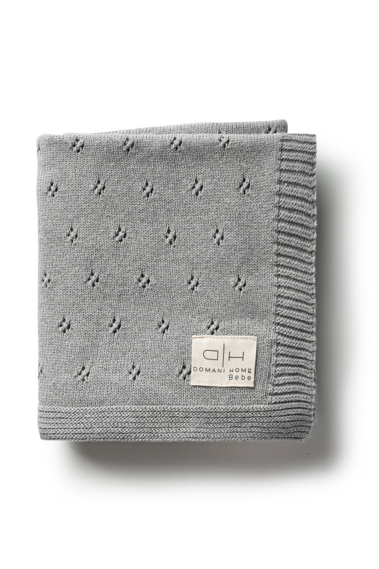 Flower Pointelle Baby Blanket, Main, color, GRAY