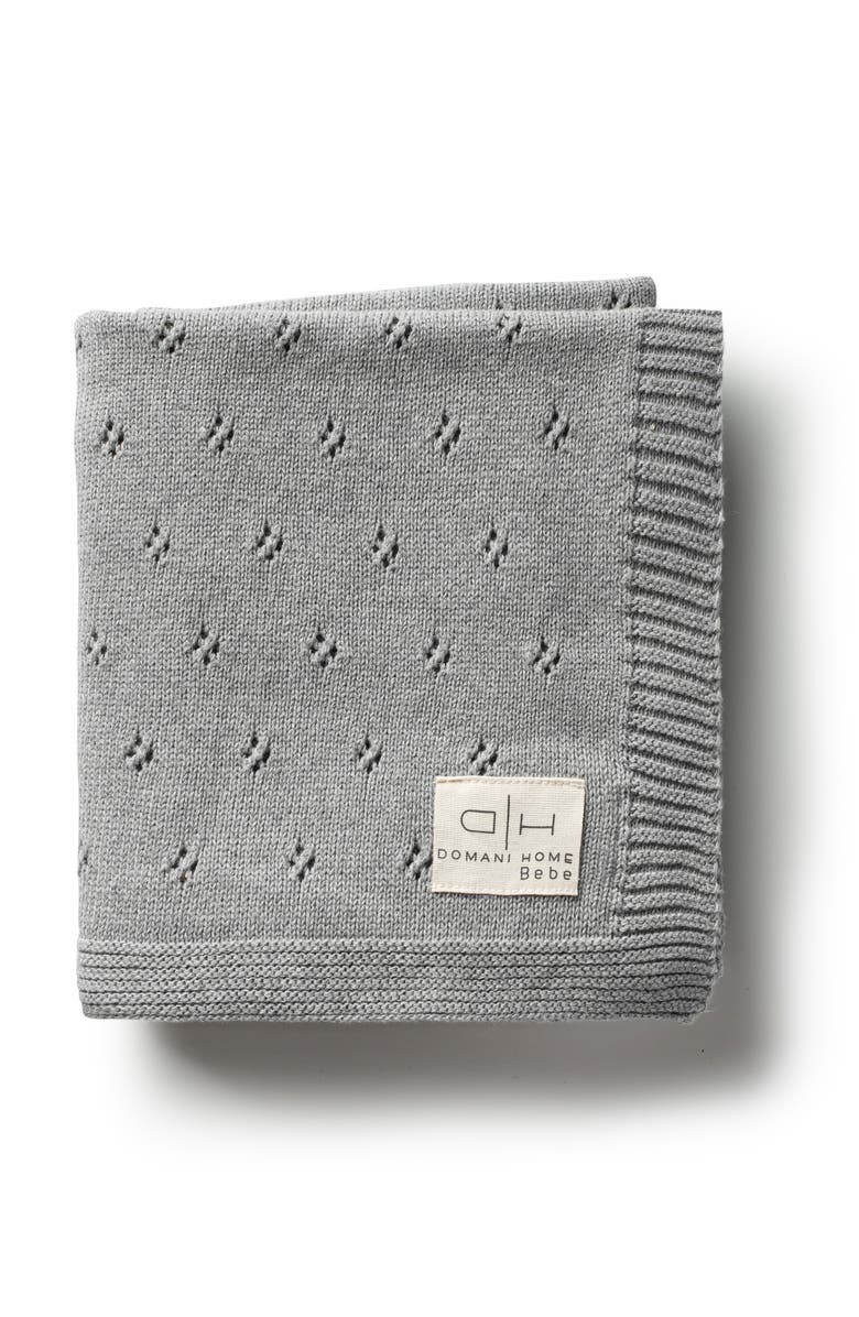 Domani Home Flower Pointelle Baby Blanket, Main, color, Gray