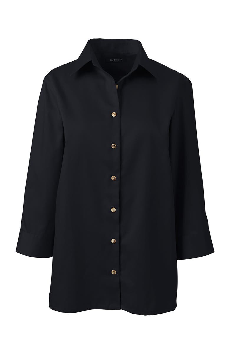 Lands' End 3/4 Sleeve Performance Twill Shirt, Alternate, color, Black