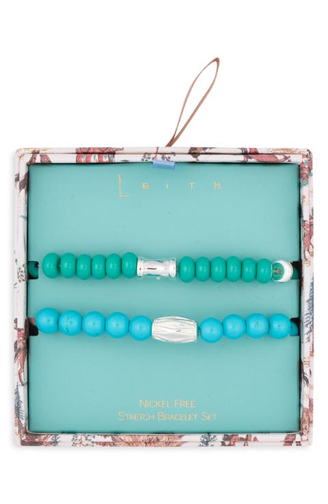 Set of 2 Western Beaded Stretch Bracelets