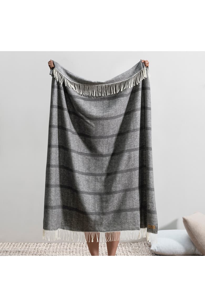Montauk Stripe Herringbone Throw, Alternate, color, Charcoal