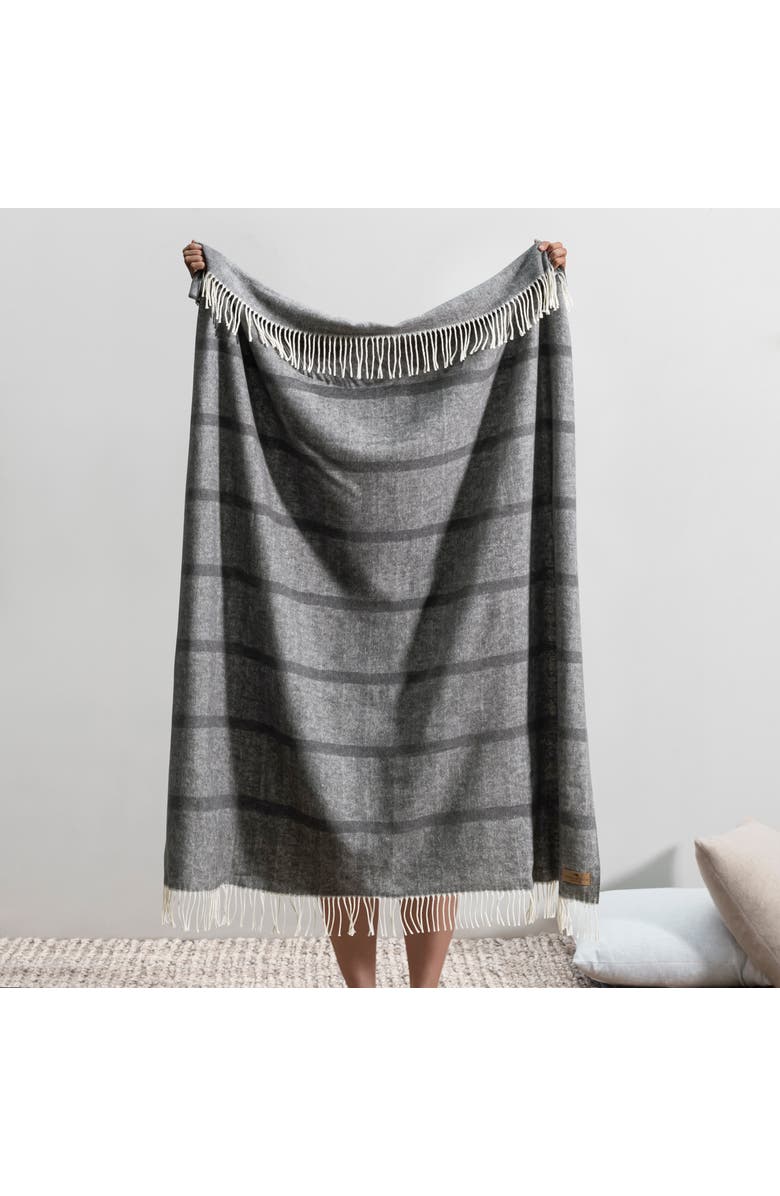Lands Downunder Montauk Stripe Herringbone Throw, Alternate, color, Charcoal