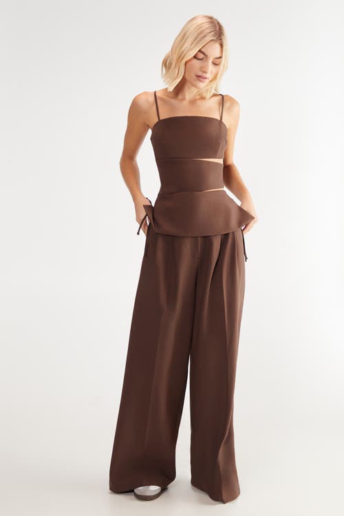 Nasty Gal Premium Tailored Cut Out  Longline Top In Brown