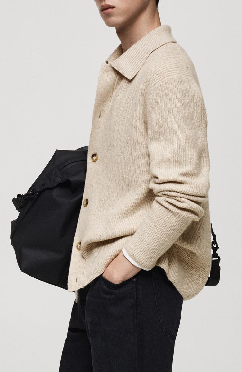 MANGO Button-Up Rib Cardigan, Alternate, color, 