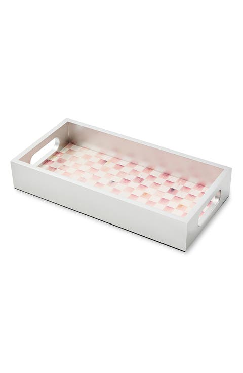 Rosy Check Glass Vanity Tray