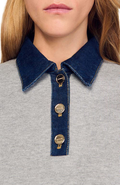Sandro Sweater With Denim Collar In Gray