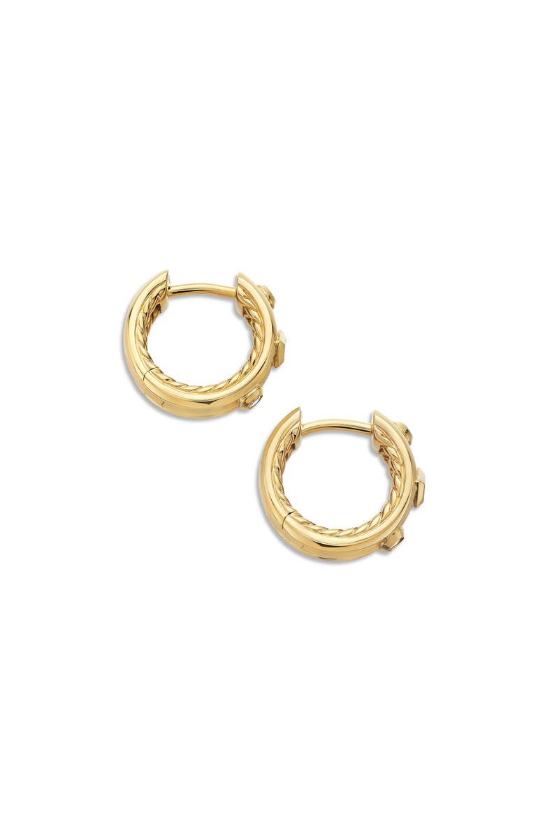 David Yurman Modern Renaissance Huggie Hoop Earrings in 18K Gold with Diamonds, 12.3mm, Alternate, color, 18K Yellow Gold