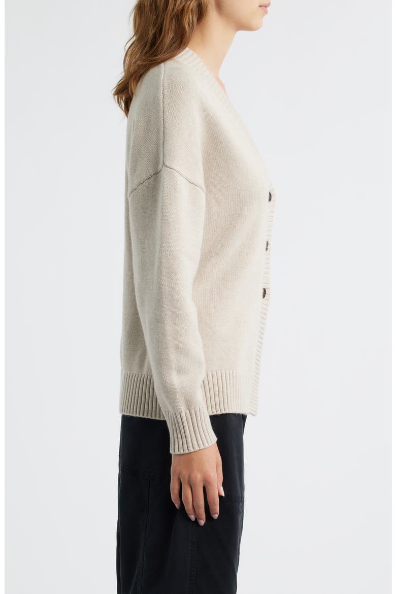 Philippa Cutaway Hem Cotton & Wool Blend Cardigan, Alternate, color, TAUPE
