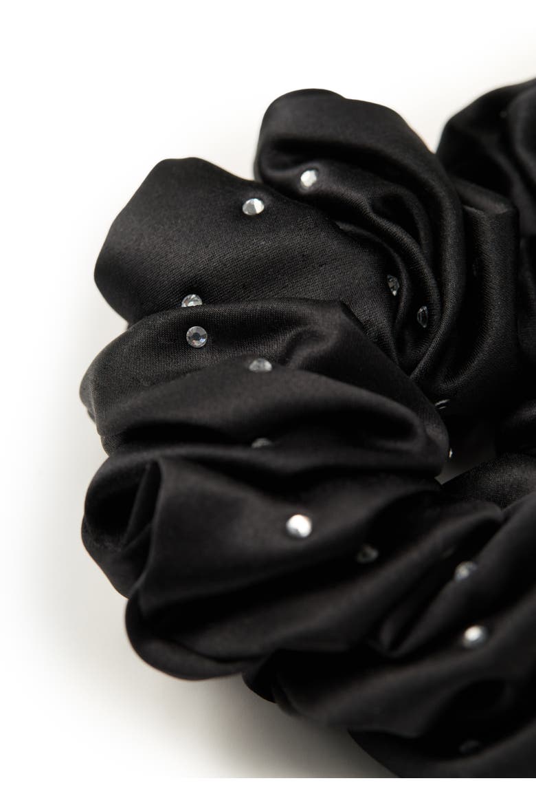 Crystal Twinkle Silk Scrunchie, Alternate, color, Black
