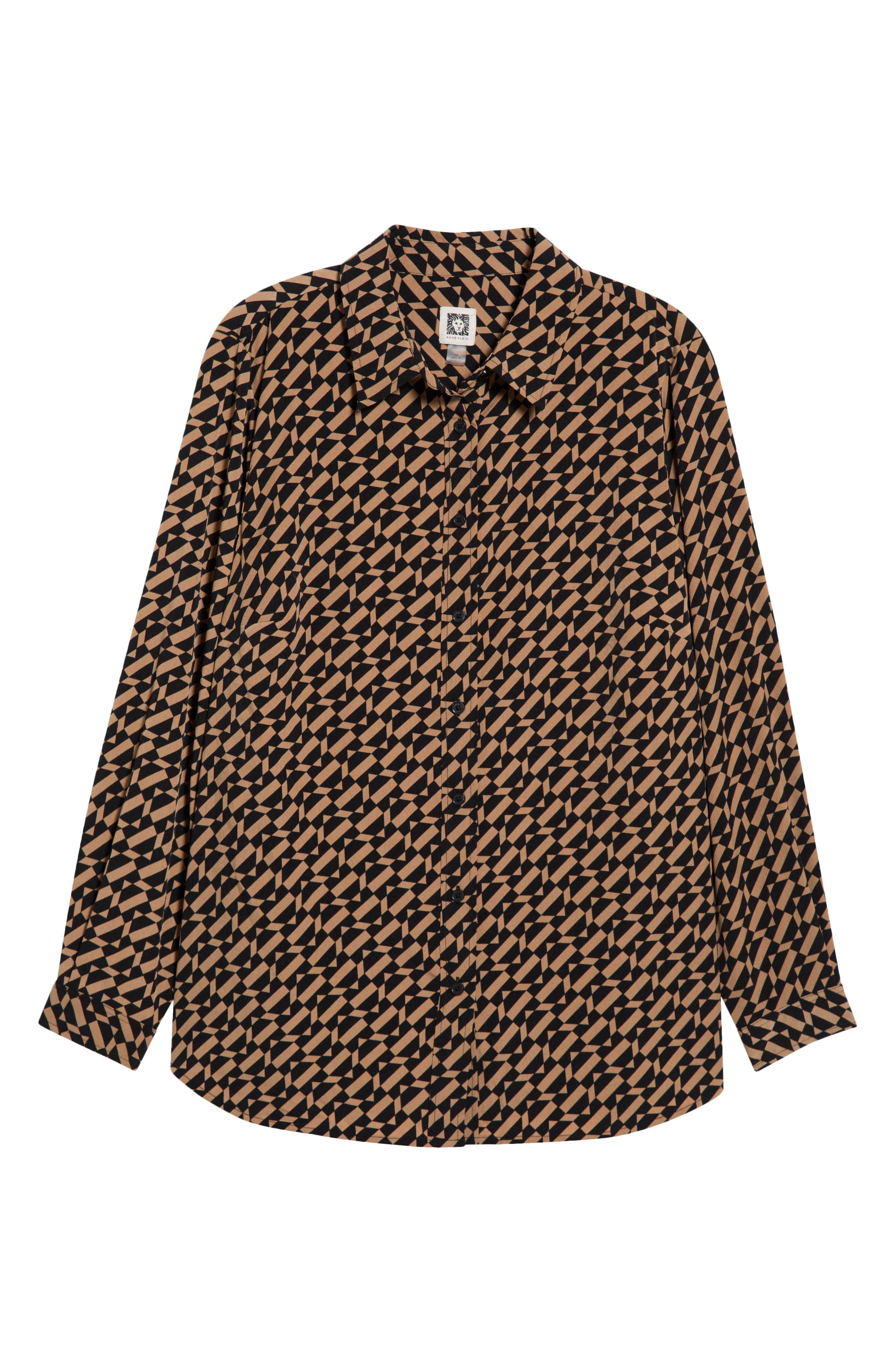 Ak Anne Klein Print Slim Fit Point Collar Shirt In Vicuna/anne Black