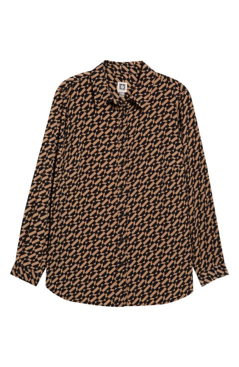 Print Slim Fit Point Collar Shirt