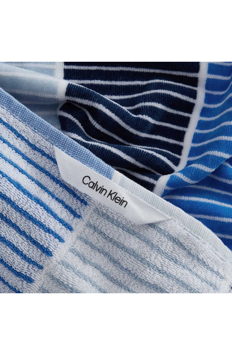 Calvin Klein Blocked Yarn Dye 2-Piece Beach Towel Set, Alternate, color, Indigo/ Marine Blue/ Blue Bell