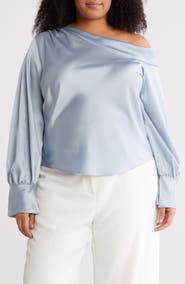 Renee C Drop Shoulder Satin Top