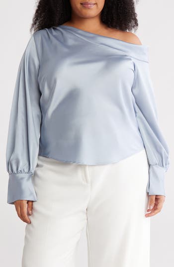 Shop Renee C Drop Shoulder Satin Top