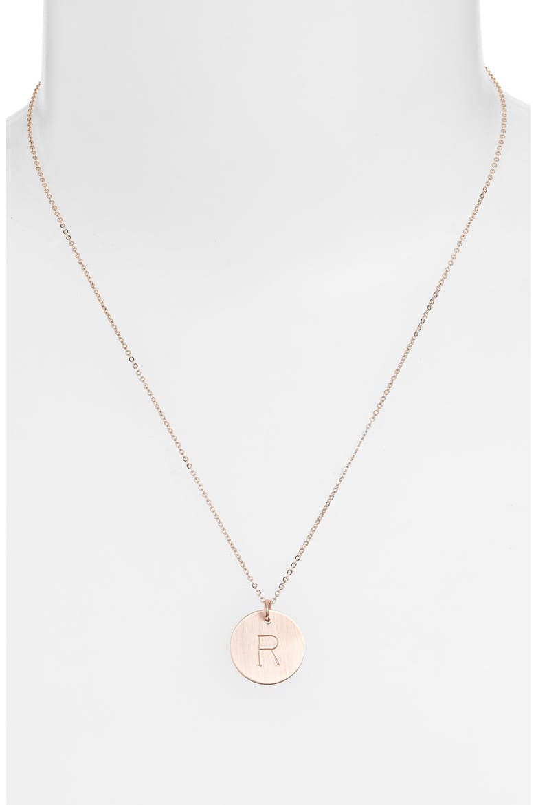 14k-Gold Fill Initial Disc Necklace, Alternate, color, 14K GOLD FILL R