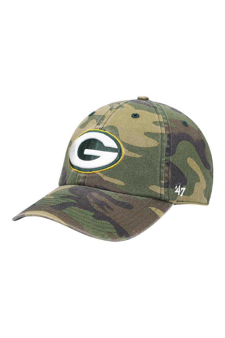 Men's '47 Camo Green Bay Packers Woodland Clean Up Adjustable Hat, Alternate, color, CAMO