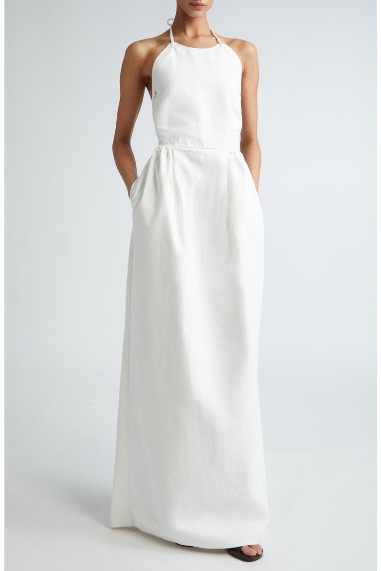 Europa Cotton Halter Gown, Main, color, WHITE