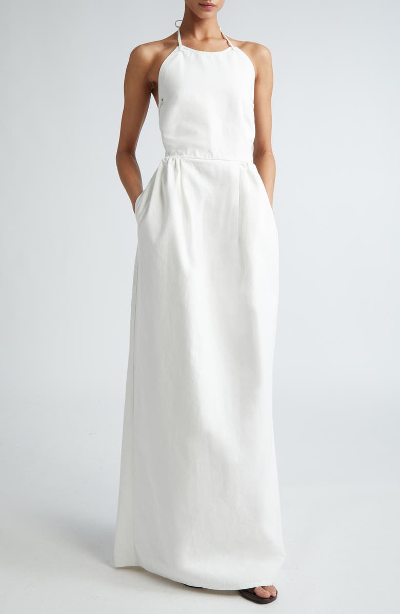 Max Mara Europa Cotton Halter Gown, Main, color,