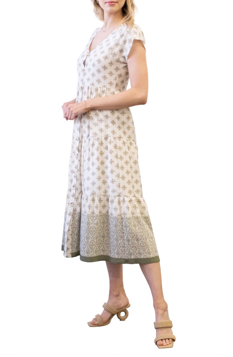 Blu Pepper Geo Print Button-Up Midi Dress, Alternate, color, 