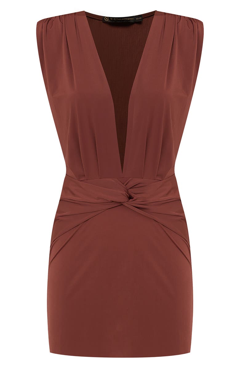 ViX Paula Hermanny Cindy Solid Cover-Up Dress, Alternate, color, Brown