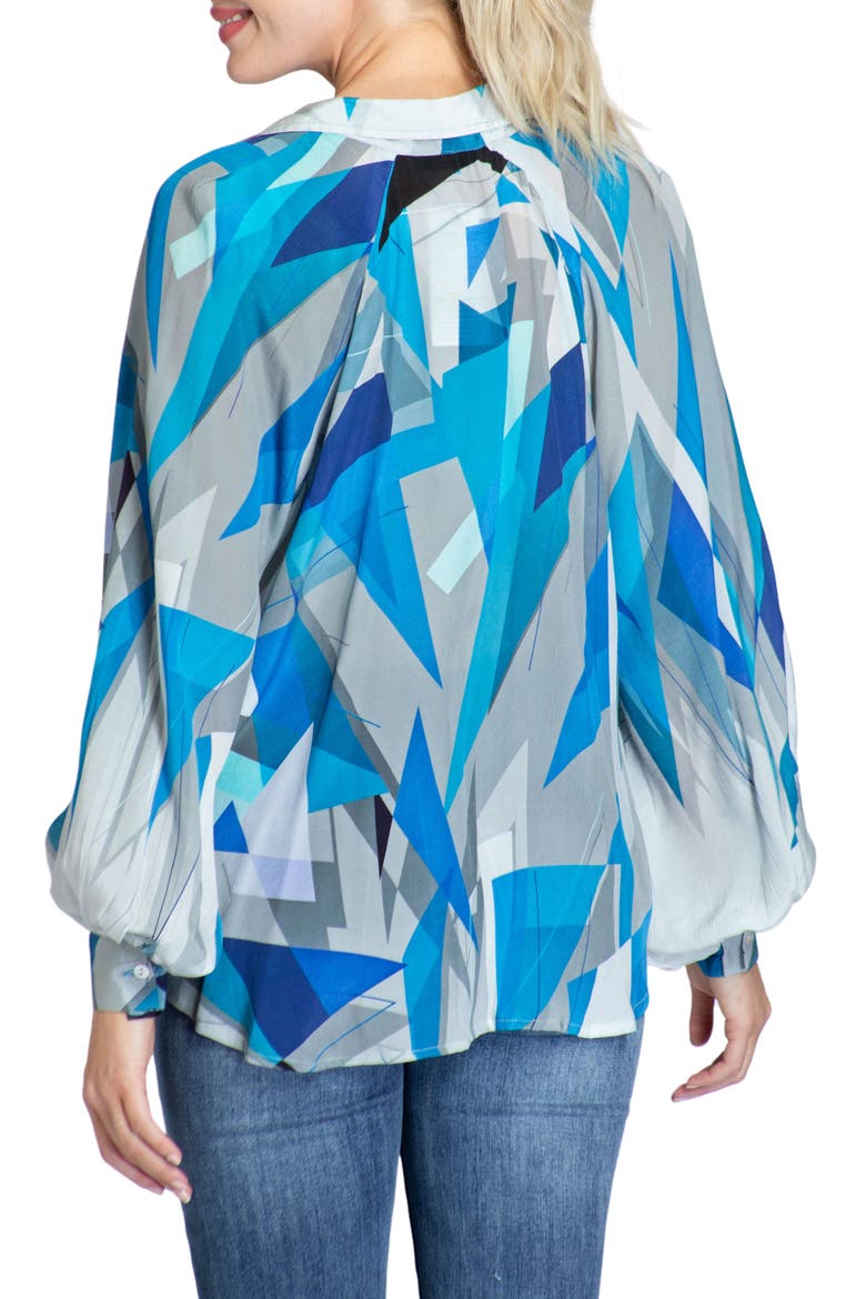 Half Placket Top, Alternate, color, BLUE MULTI