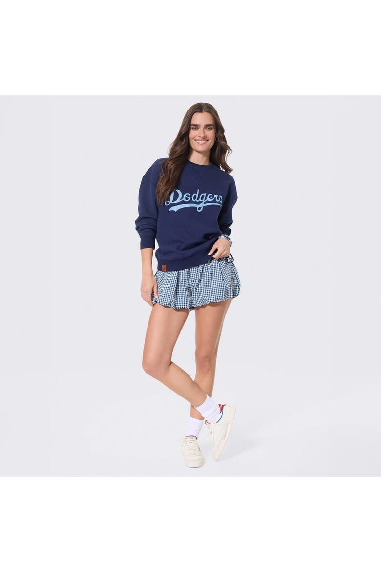Women's Terez Navy Los Angeles Dodgers Denim Patch Sweatshirt, Alternate, color, Navy