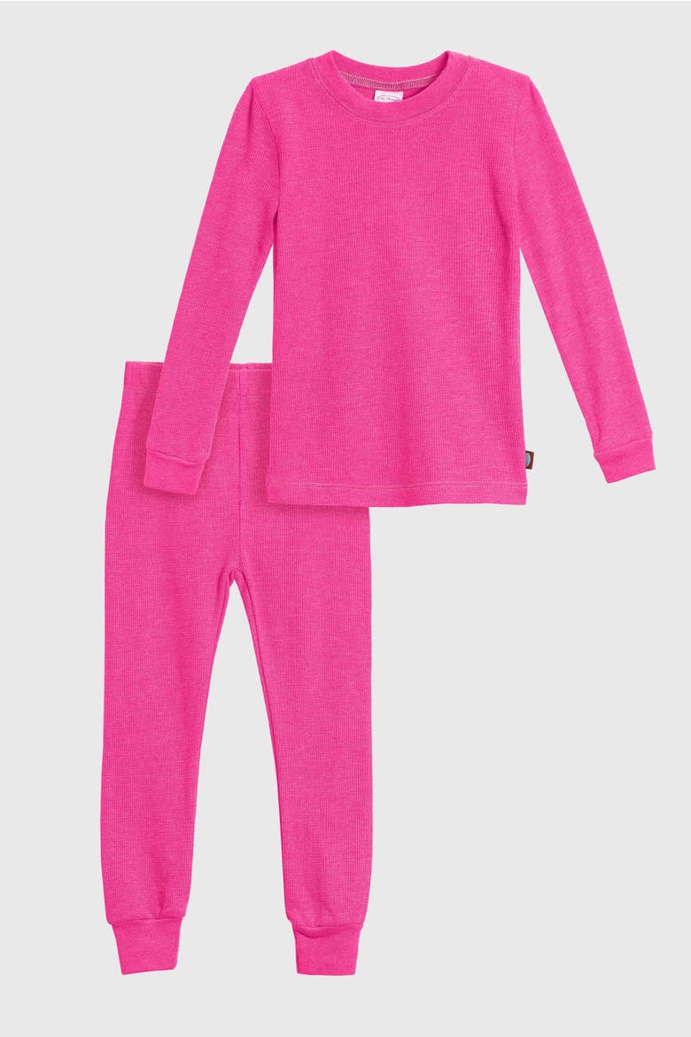Girls Soft & Cozy Thermal Long Johns 2-Piece Set, Alternate, color, Hot Pink