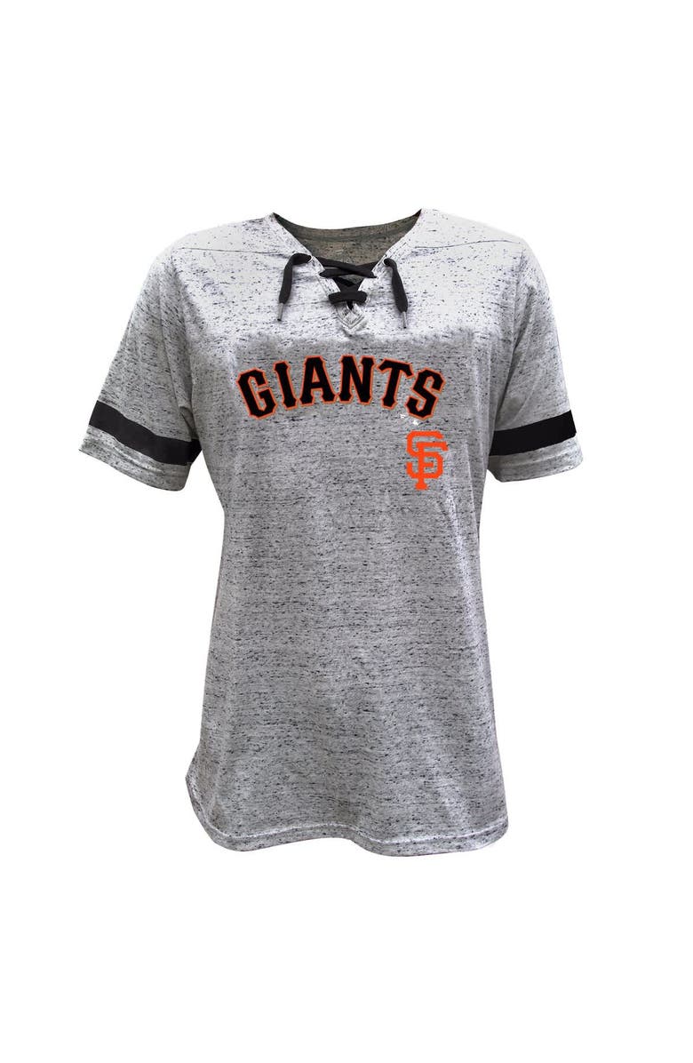 PROFILE Women's Profile Heather Gray San Francisco Giants Lace-Up Fleck T-Shirt, Alternate, color, 