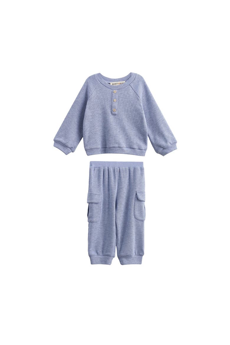 Daniel Long Sleeve Solid Henley Cargo Jogger Set, Main, color, Blue