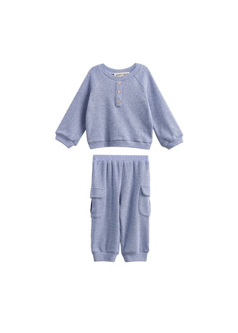 Daniel Long Sleeve Solid Henley Cargo Jogger Set