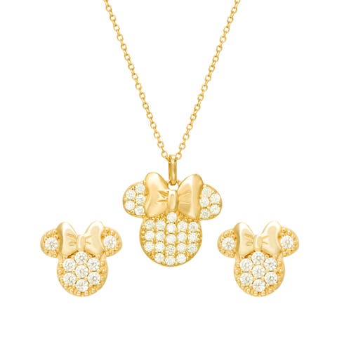 Minnie Mouse Necklace and Earrings Set, Diamonique Cubic Zirconia