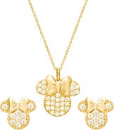 Disney Minnie Mouse Necklace and Earrings Set, Diamonique Cubic Zirconia