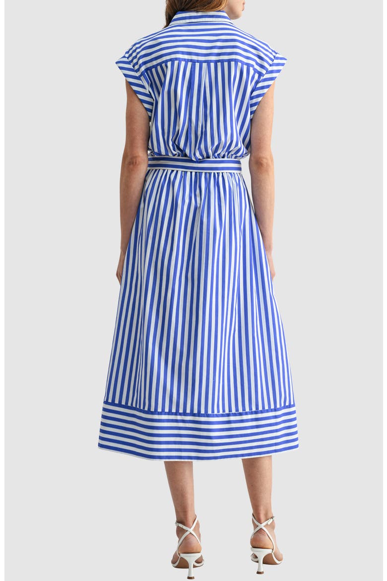 Flora Belted Button Down Midi Dress, Alternate, color, BLUE WHITE STRIPE
