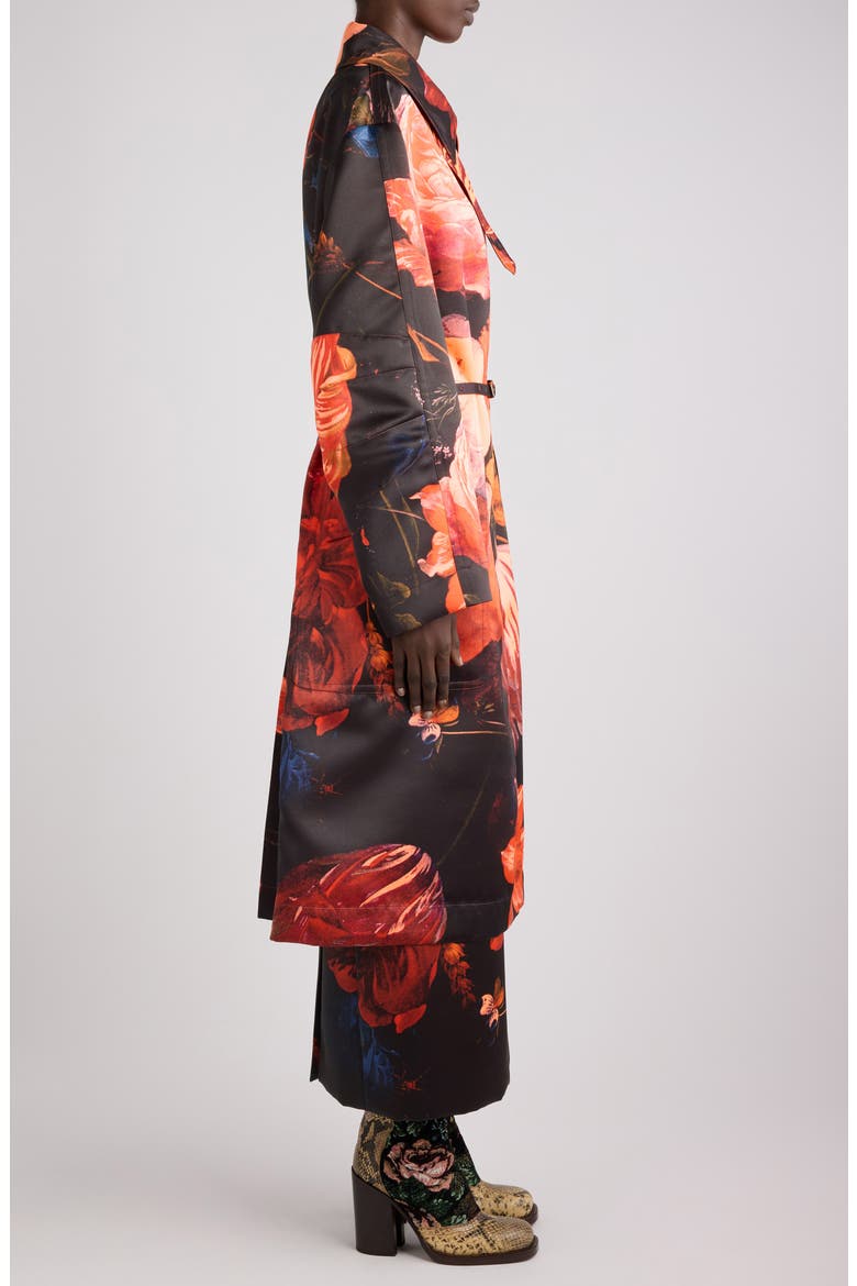 Rain Printed Coat, Alternate, color, NEON ORANGE