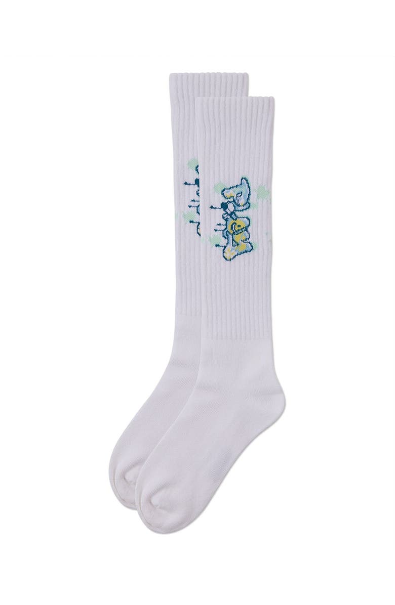 MeMoi Ribbed Stretch Graffiti Play Knee Sock, Alternate, color, White