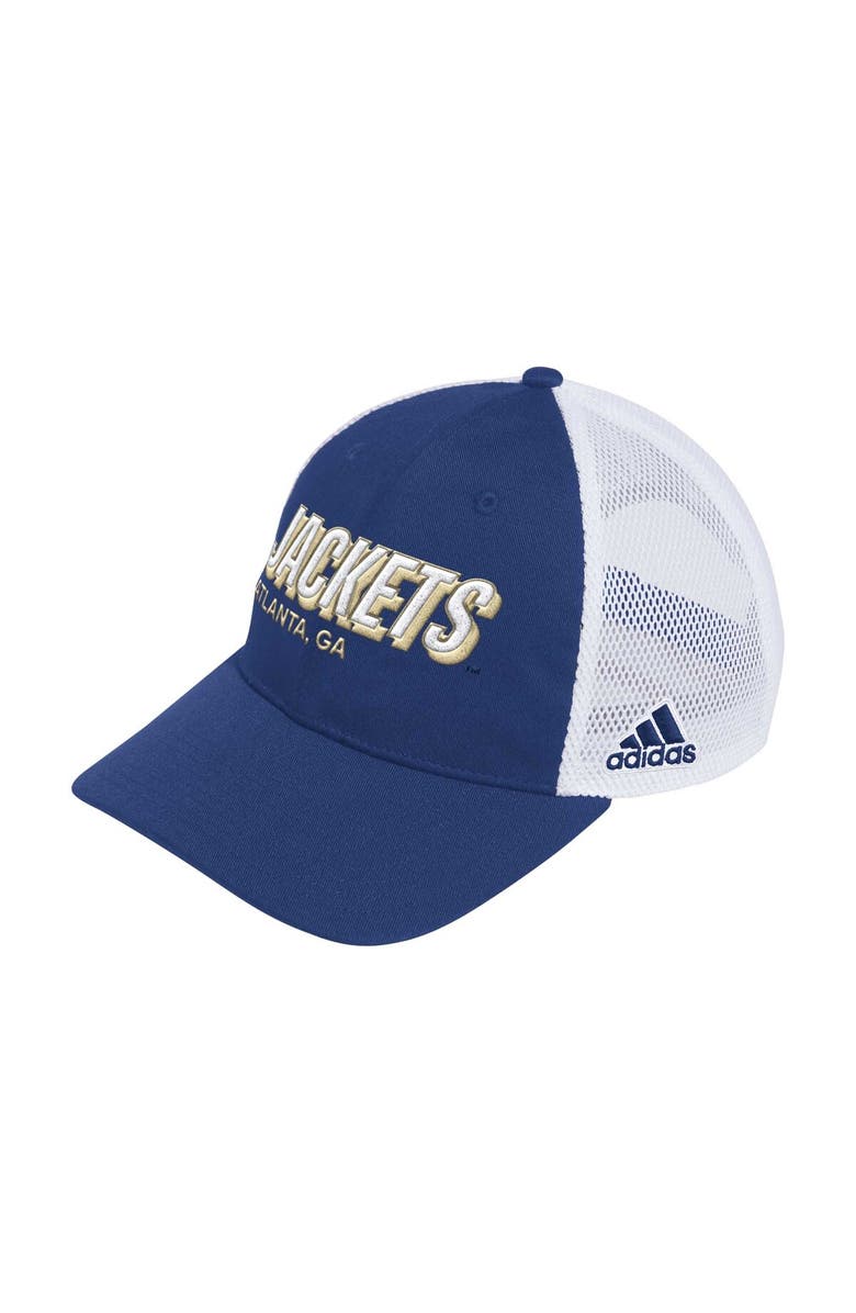 adidas Men's adidas Navy Georgia Tech Yellow Jackets Mascot Block Letter Slouch Trucker Adjustable Hat, Main, color, Navy