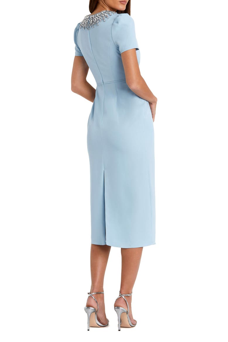 Hand Embellished Rhinestone Neckline Column Dress, Alternate, color, French Blue