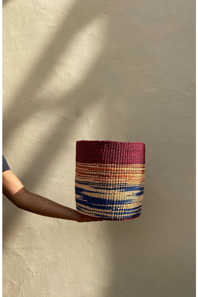 x AAKS Woven Floor Basket, Alternate, color, BLUE/BURGUNDY