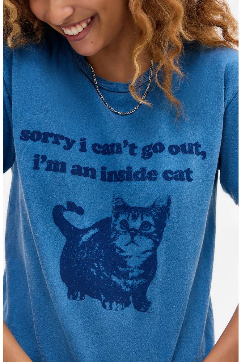 Inside Cat Cotton Graphic T-Shirt, Alternate, color, BLUE