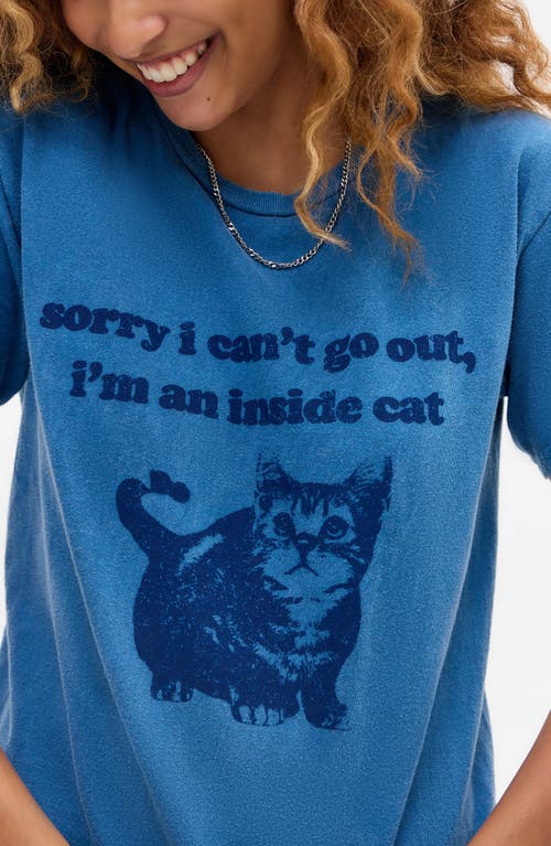 Bdg Urban Outfitters Inside Cat Cotton Graphic T-shirt In Blue