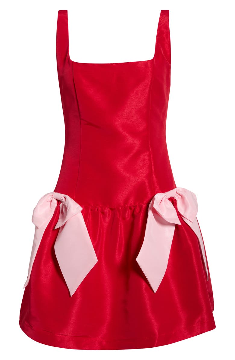 SUGARLIPS Noretta Bow Satin Minidress, Main, color, Red