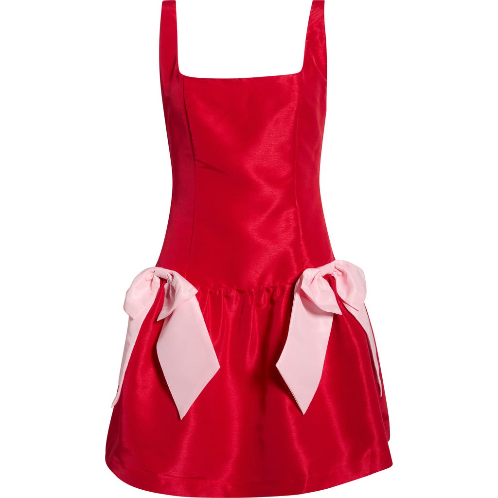 Sugarlips Noretta Bow Satin Minidress In Red