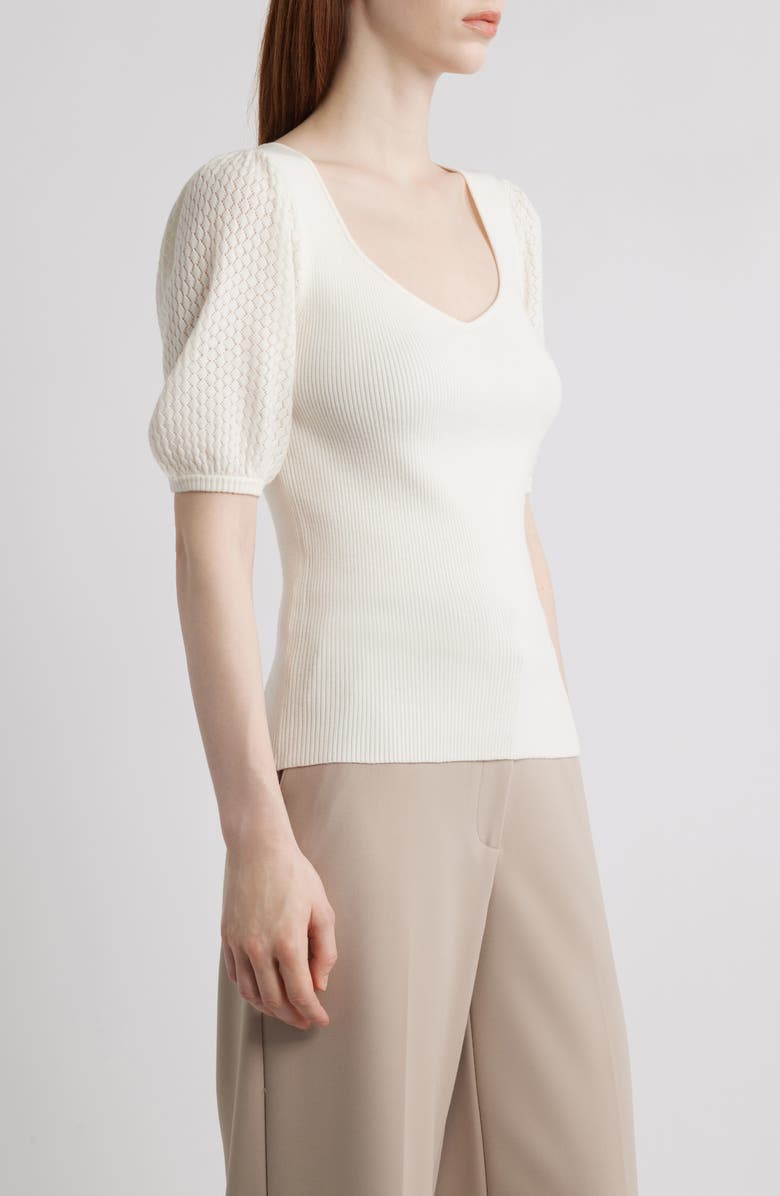 Elie Tahari The Piper Rib Short Sleeve Sweater, Alternate, color, 