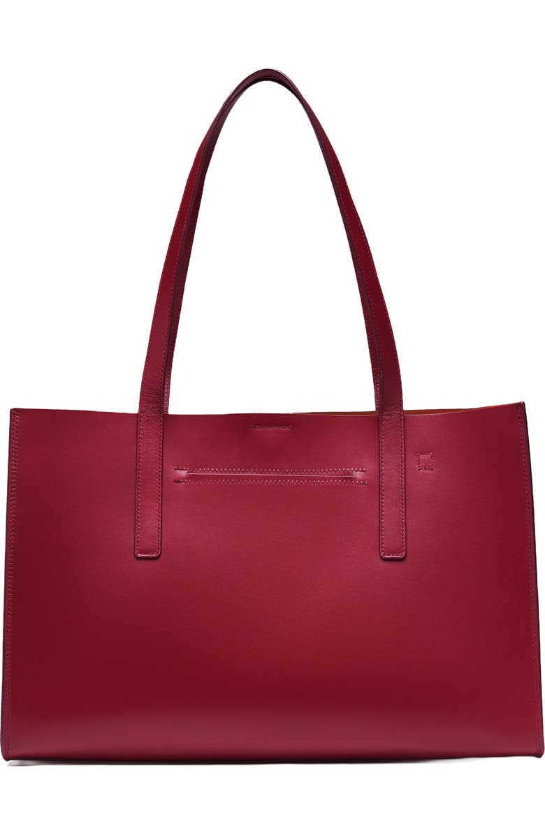 HYER GOODS Luxe Doubleface Leather Laptop Tote Bag, Main, color, Burgundy