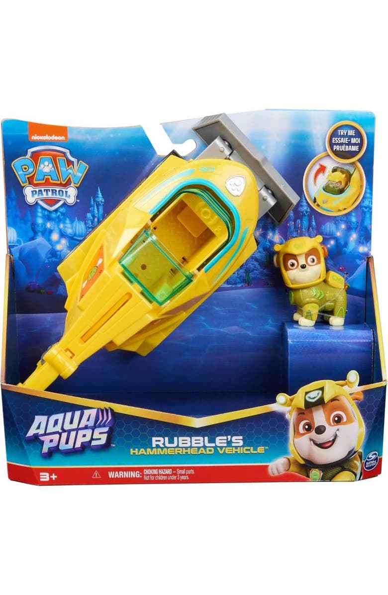 PAW PATROL Aqua Pups Rubble Transforming Hammerhead Shark Vehicle, Alternate, color, Blue